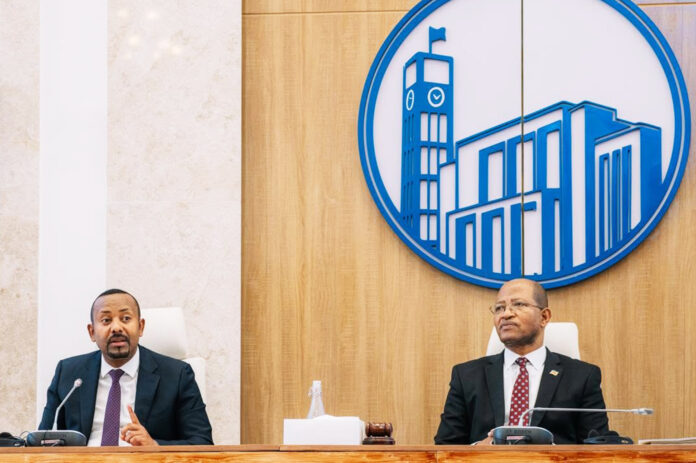 Prime Minister Abiy Ahmed with Ethiopian parliament speaker Tagesse Chafo on Feb 3, 2026